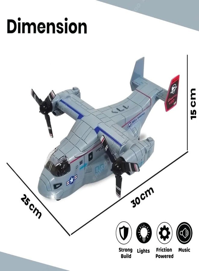Spindoo V-22 Osprey Military Aircraft Toy for Kids 3+ | Friction Powered Army Plane with Lights & Sounds | Realistic Military Airplane Educational Toy for Boys & Girls - Image 5
